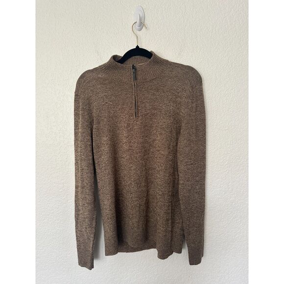 SmartWool Merino Wool Mens Sz Medium Dark Brown Baselayer Pullover Quarter Zip - Picture 1 of 8